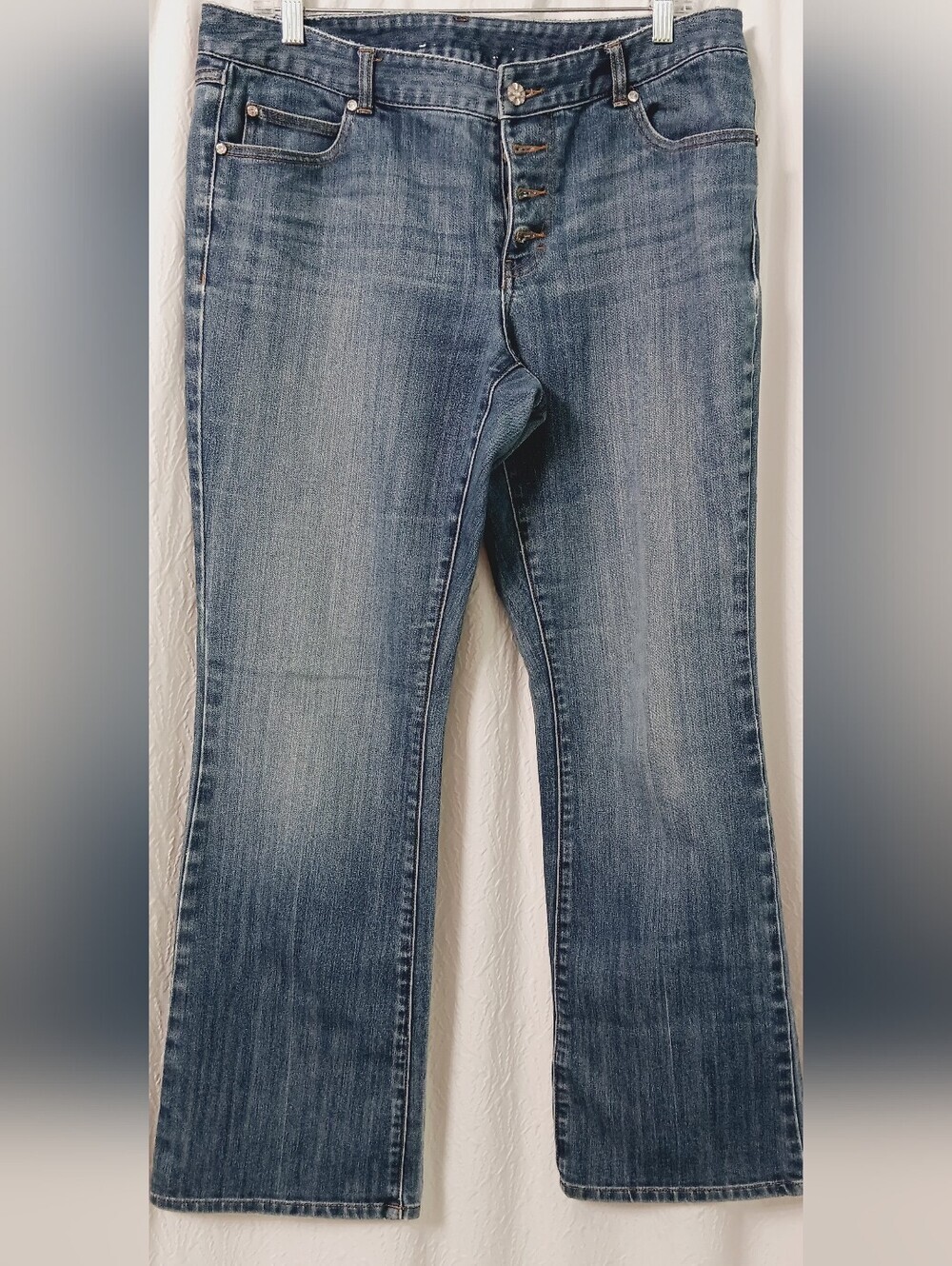INC Classic Mid Rise Straight-Leg Disstresed Washed Jeans Size 12